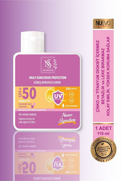Nuevo Signature Spf 50+ Mineral Filtre Yüksek Koruyucu Güneş Kremi 110 Ml Yüz, Boyun, Dekolte