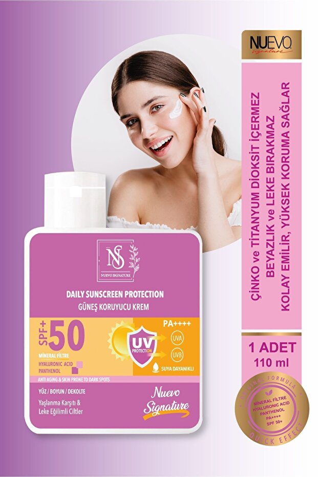 Nuevo Signature Spf 50+ Mineral Filtre Yüksek Koruyucu Güneş Kremi 110 Ml Yüz, Boyun, Dekolte