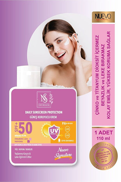 Nuevo Signature Spf 50+ Mineral Filtre Yüksek Koruyucu Güneş Kremi 110 Ml Yüz, Boyun, Dekolte