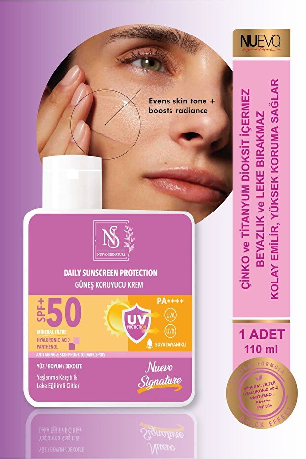 Nuevo Signature Spf 50+ Mineral Filtre Yüksek Koruyucu Güneş Kremi 110 Ml Yüz, Boyun, Dekolte