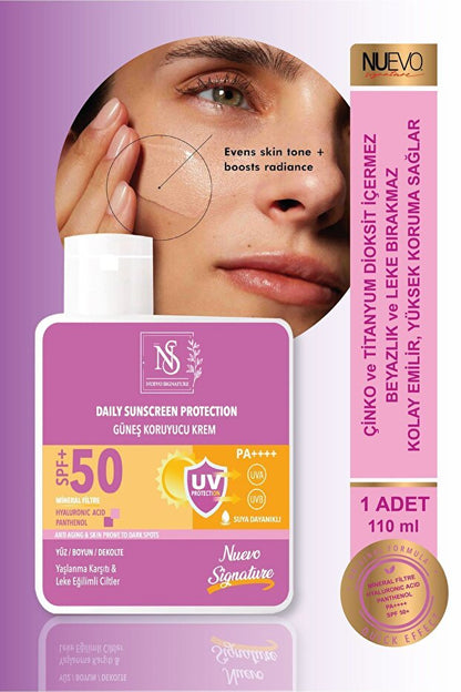 Nuevo Signature Spf 50+ Mineral Filtre Yüksek Koruyucu Güneş Kremi 110 Ml Yüz, Boyun, Dekolte