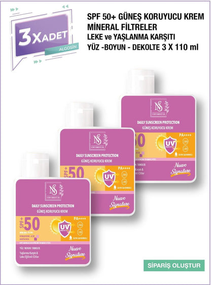 Nuevo Signature Spf 50+ Mineral Filtre Yüksek Koruyucu Güneş Kremi 110 Ml Yüz, Boyun, Dekolte