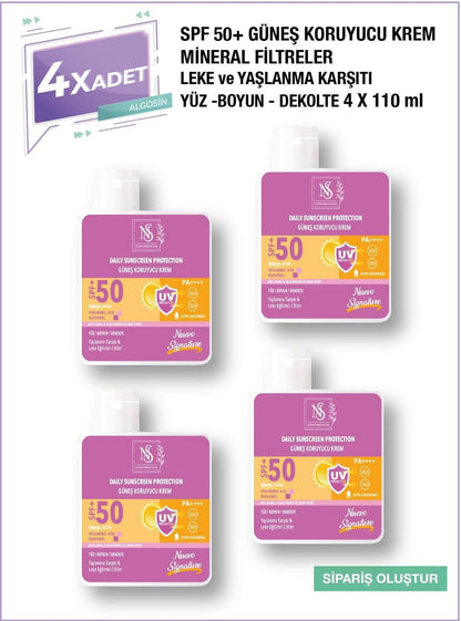Nuevo Signature Spf 50+ Mineral Filtre Yüksek Koruyucu Güneş Kremi 110 Ml Yüz, Boyun, Dekolte