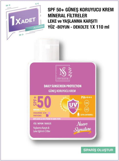 Nuevo Signature Spf 50+ Mineral Filtre Yüksek Koruyucu Güneş Kremi 110 Ml Yüz, Boyun, Dekolte